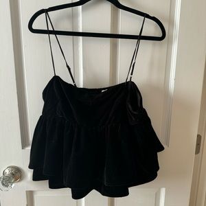Urban Outfitters - Black Velvet Spaghetti Strap Flowy Tank Top - NWT - Size L